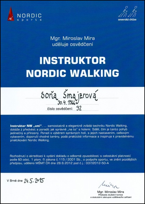 Certifikát Nordic Walking